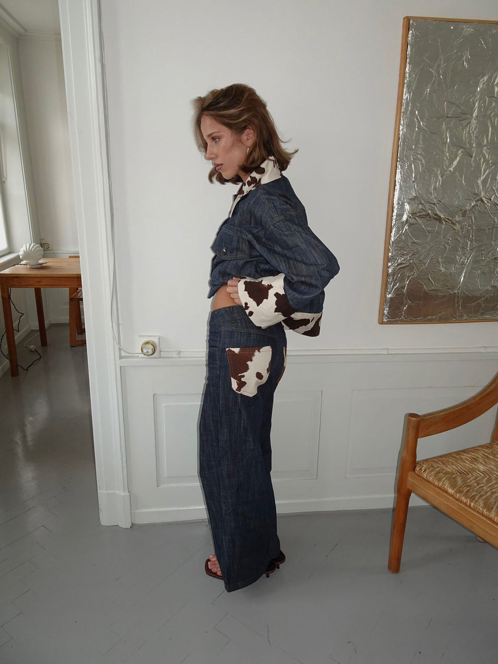 Suivinia jeans with cow print - Blue