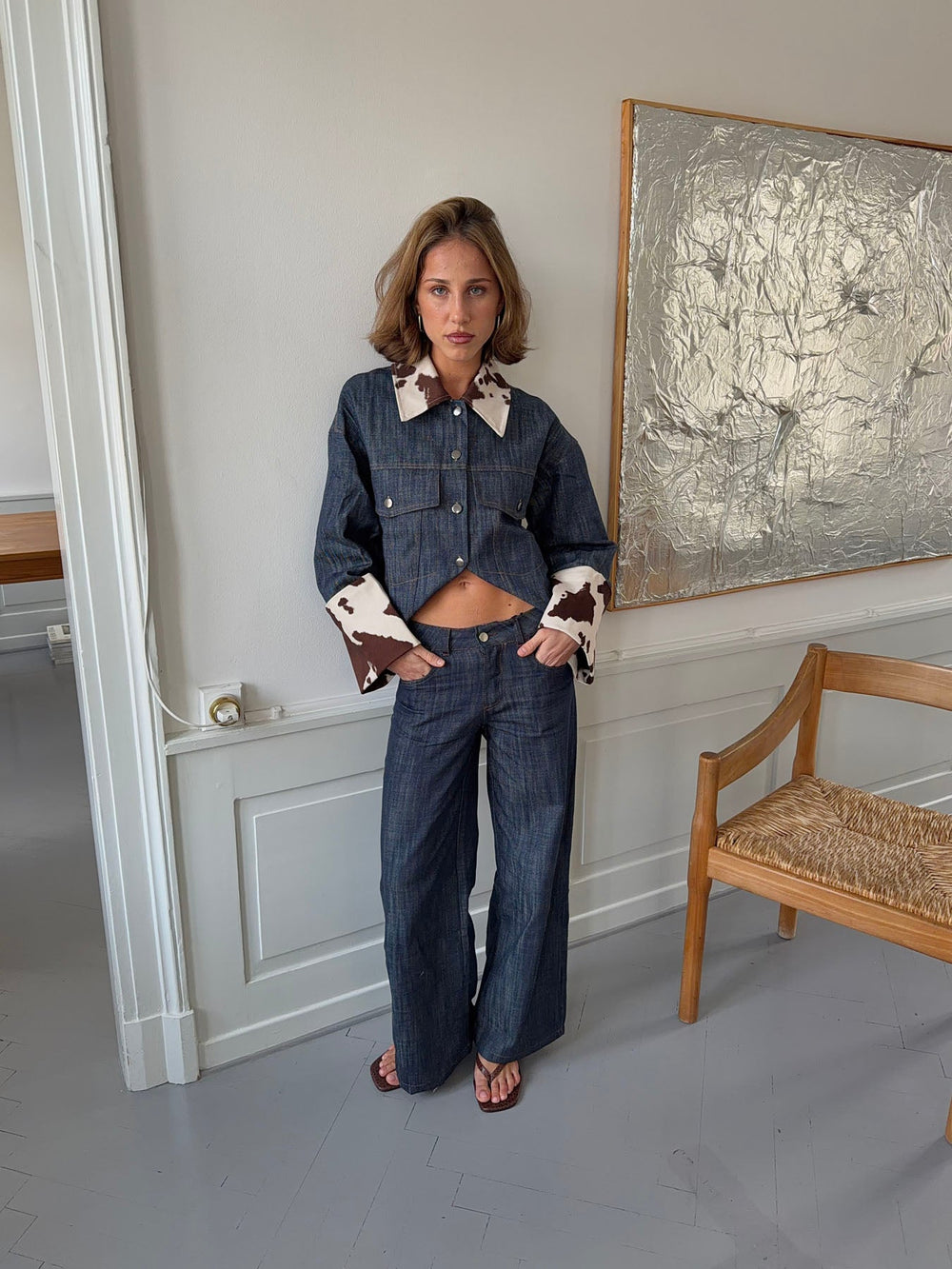 Suivinia jeans with cow print - Blue