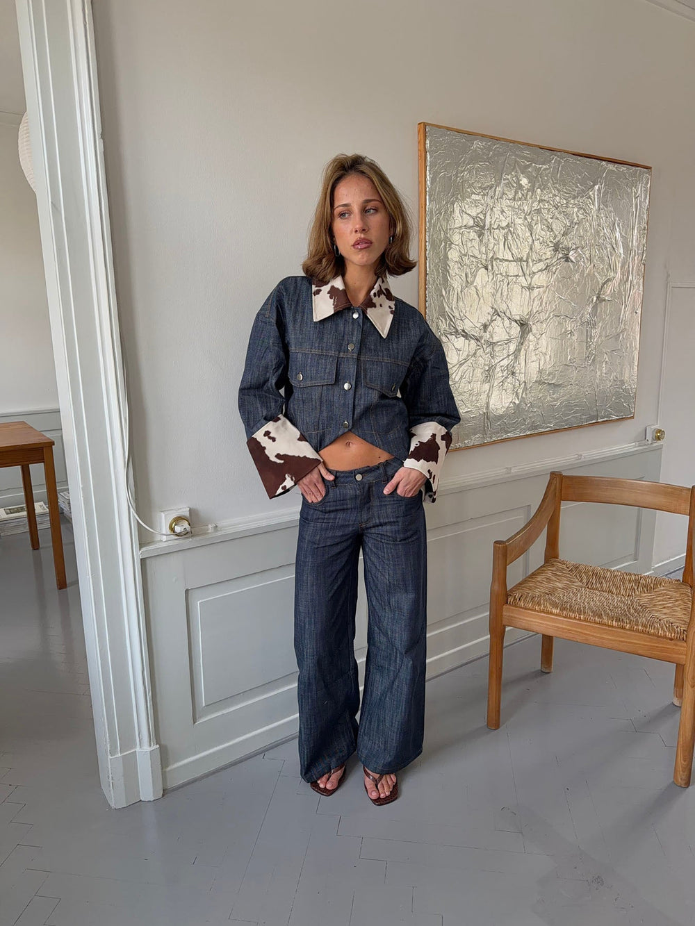 Suivinia jeans with cow print - Blue