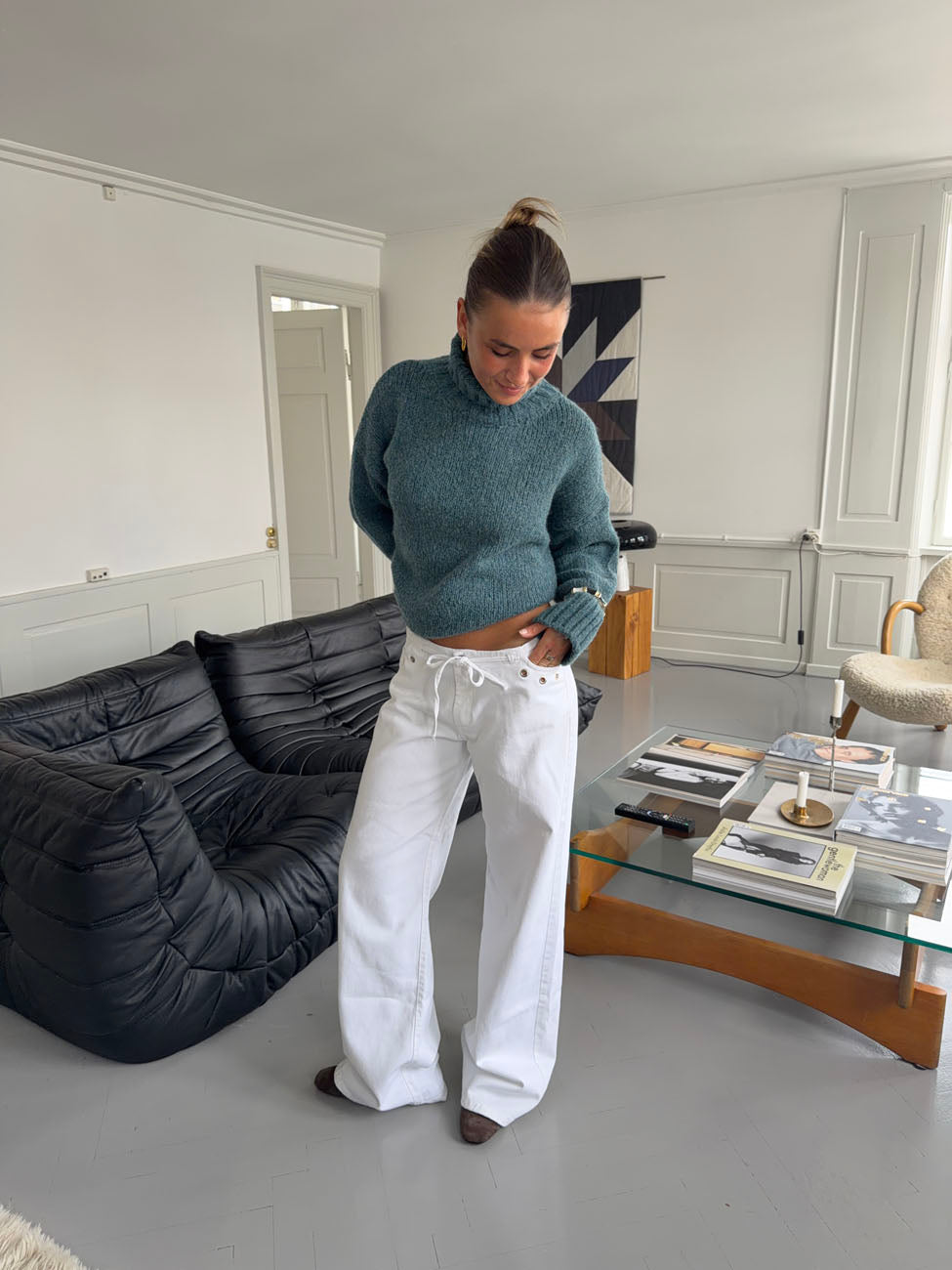 Kenny jeans with metal rings - White