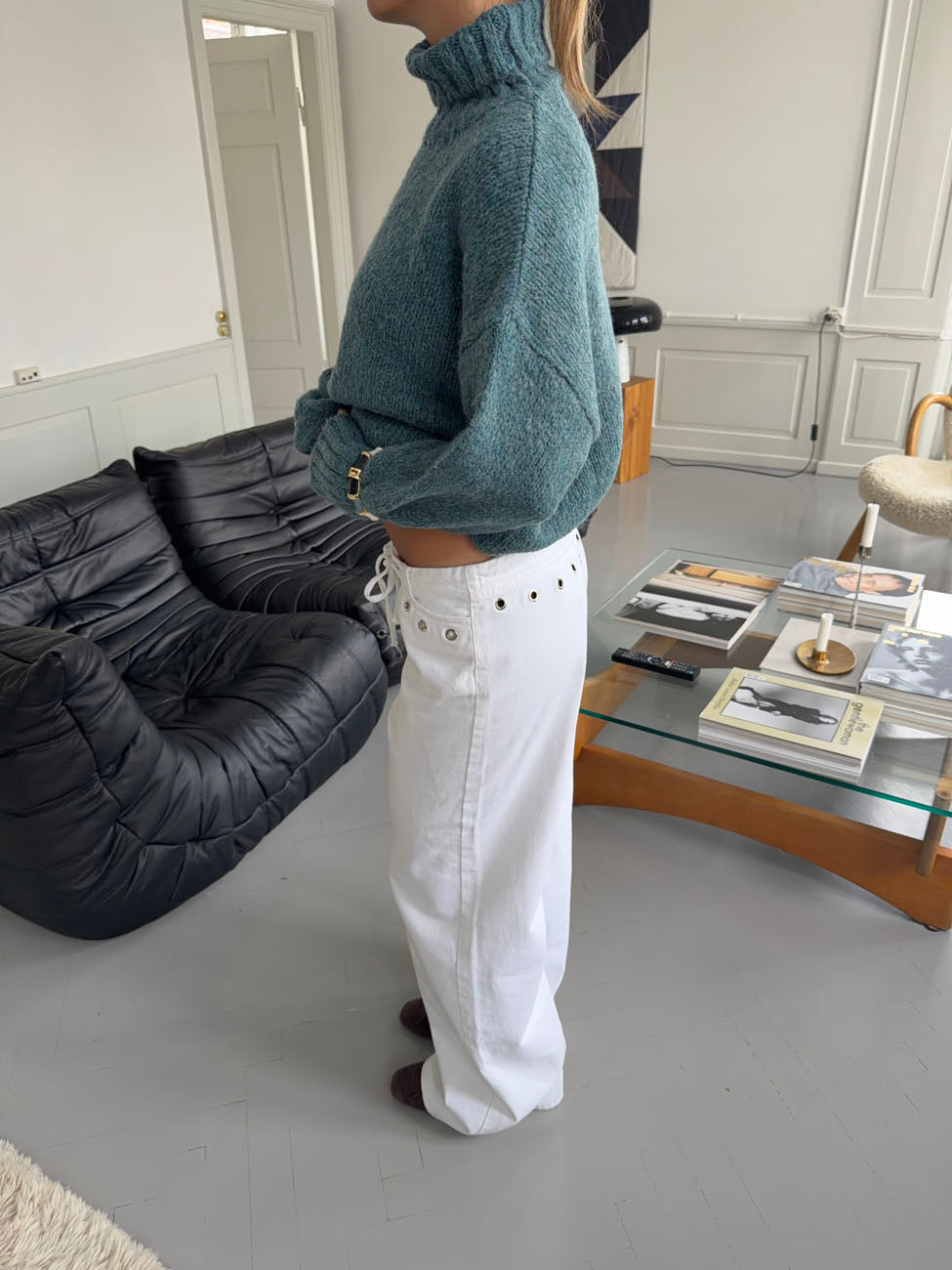 Kenny jeans with metal rings - White