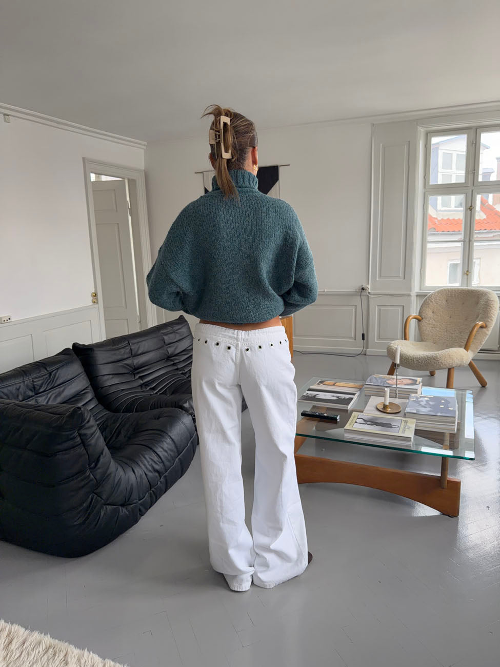 Kenny jeans with metal rings - White