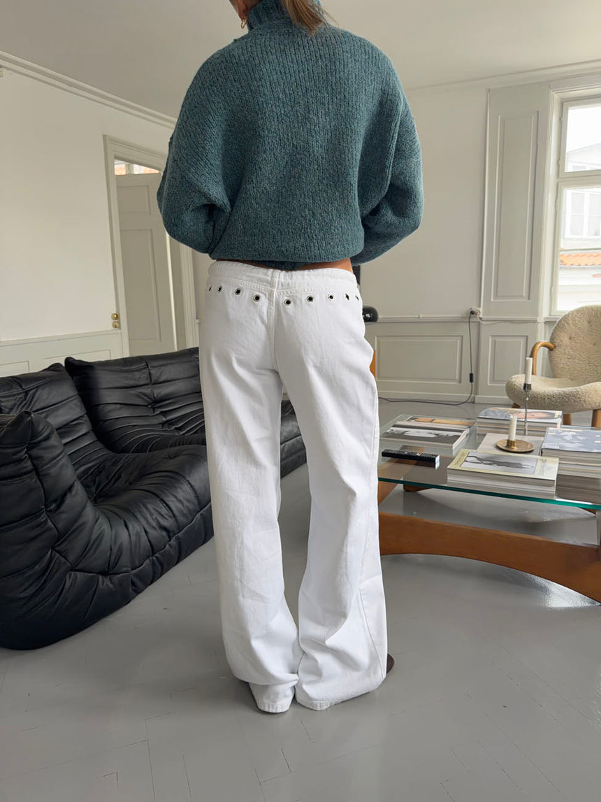 Kenny jeans with metal rings - White