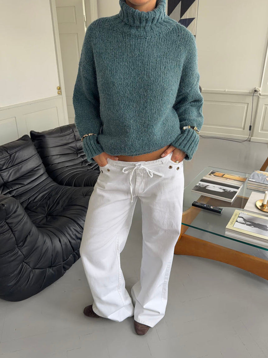 Kenny jeans with metal rings - White