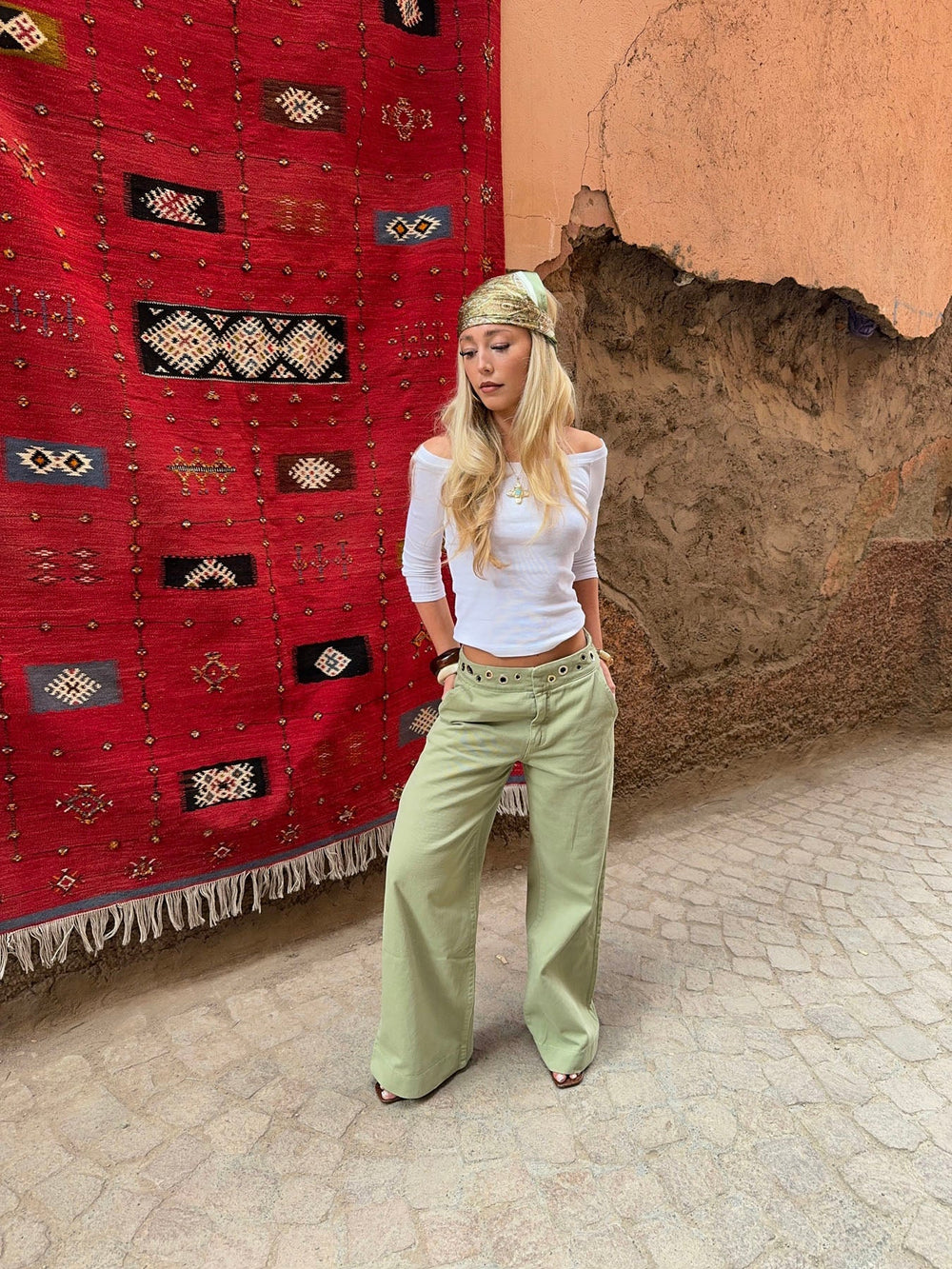 Tanija jeans with ring details - Green