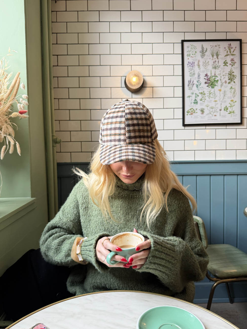 Madeline cap with med checkers - Multi colored