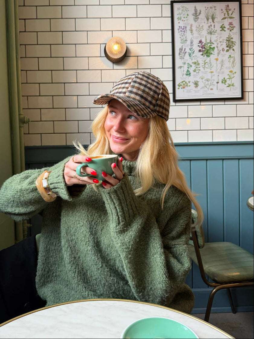 Madeline cap with med checkers - Multi colored