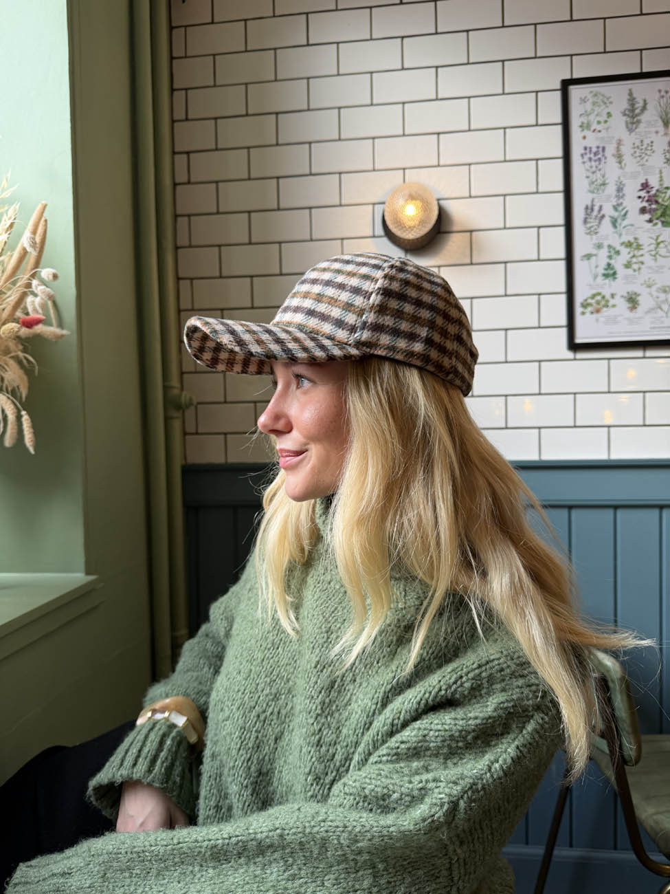 Madeline cap with med checkers - Multi colored