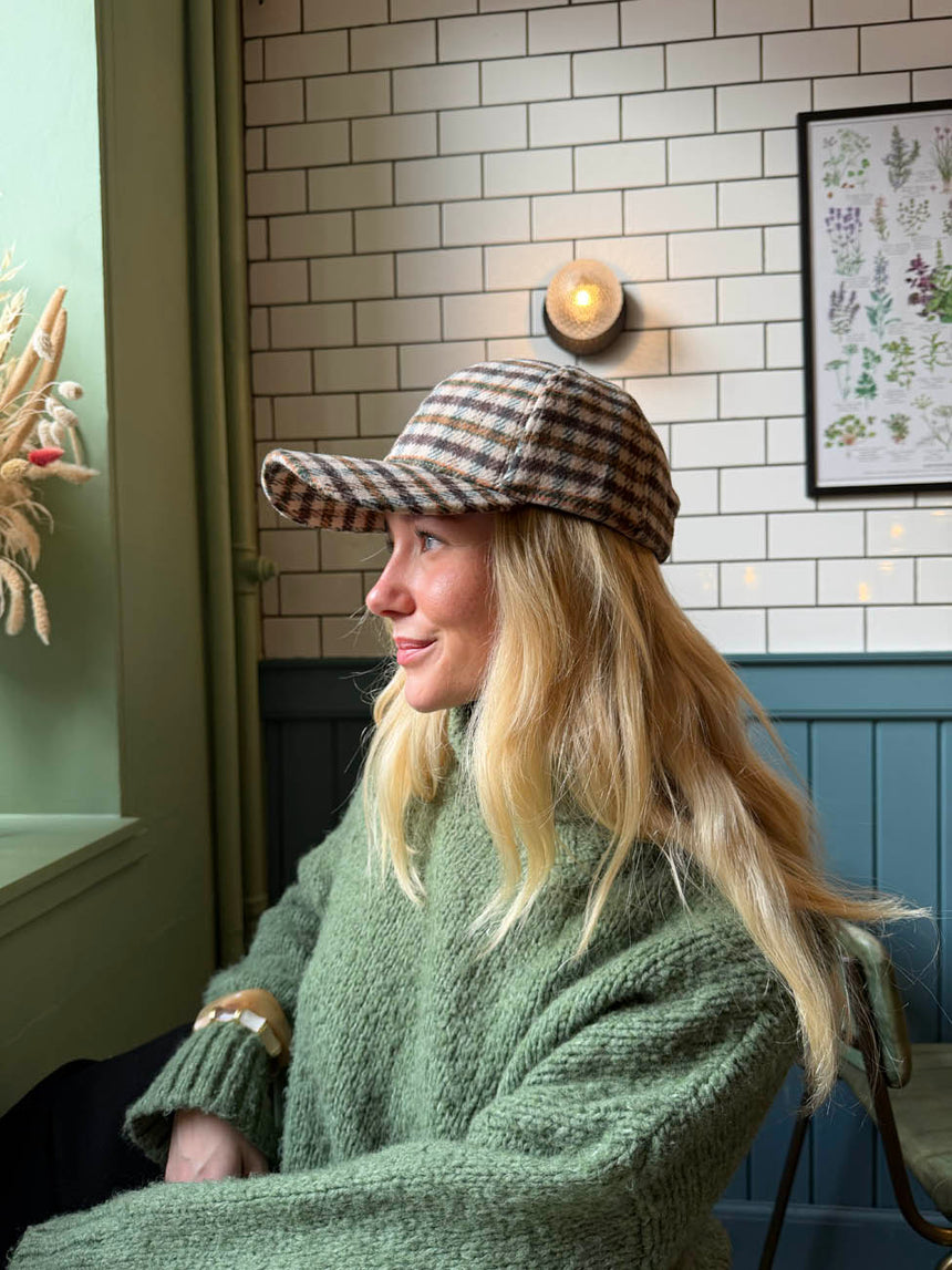 Madeline cap with med checkers - Multi colored