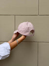 Feline cap with checkers - Light pink/white