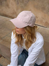 Feline cap with checkers - Light pink/white