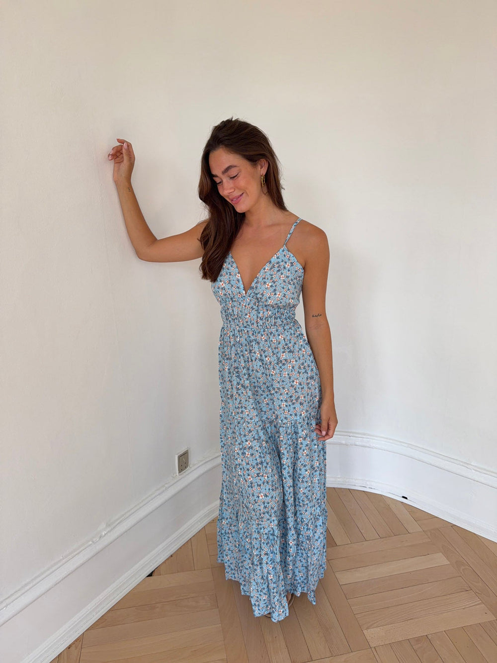 Kimora maxi dress with flowers - Blue