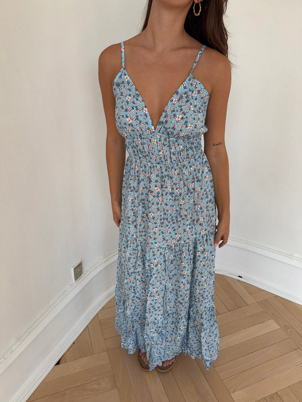 Kimora maxi dress with flowers - Blue