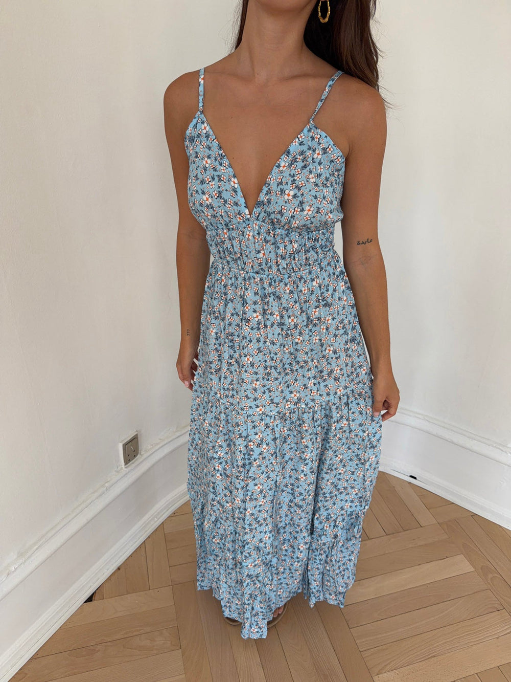 Kimora maxi dress with flowers - Blue