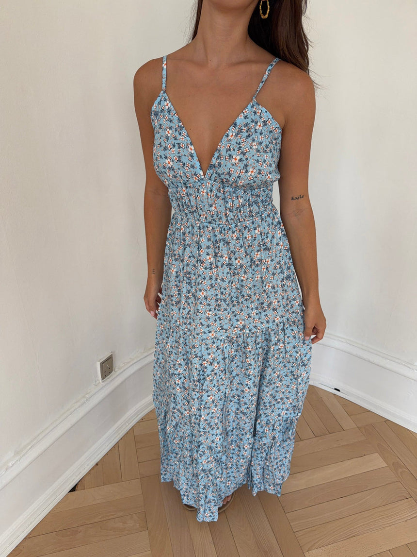 Kimora maxi dress with flowers - Blue