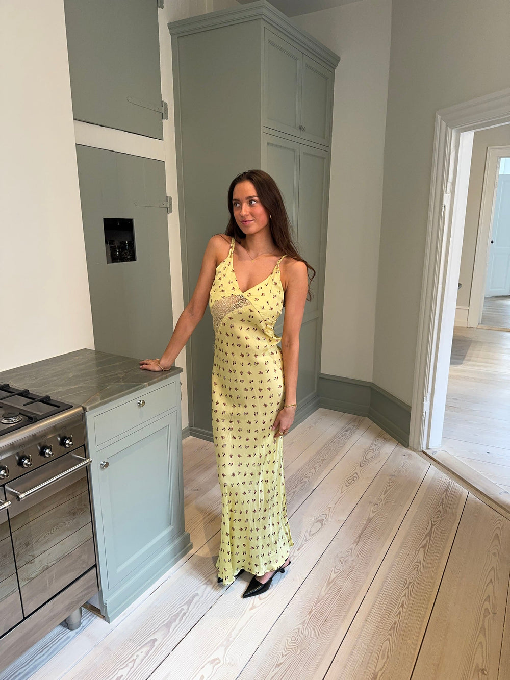 Emily dress with flowers - Yellow