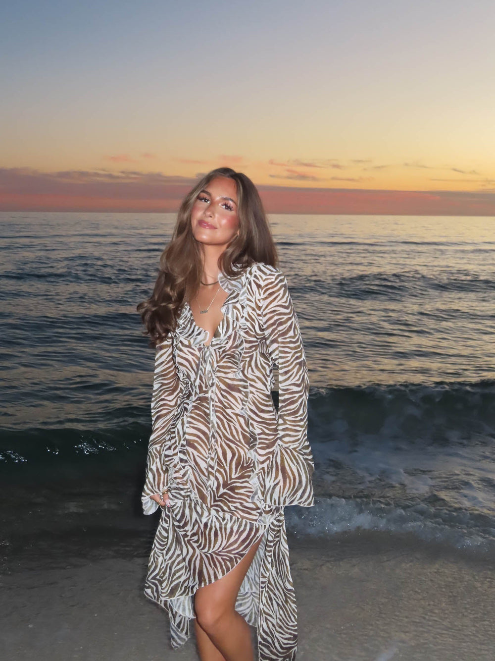 Amy dress with zebra print - Black/white