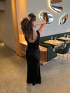Miana maxi satin dress - Black
