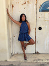 Kaiana dress with an open back – Blue