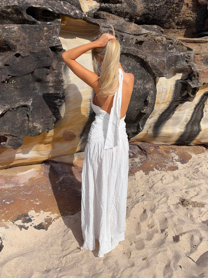 Cassy dress with open back - White