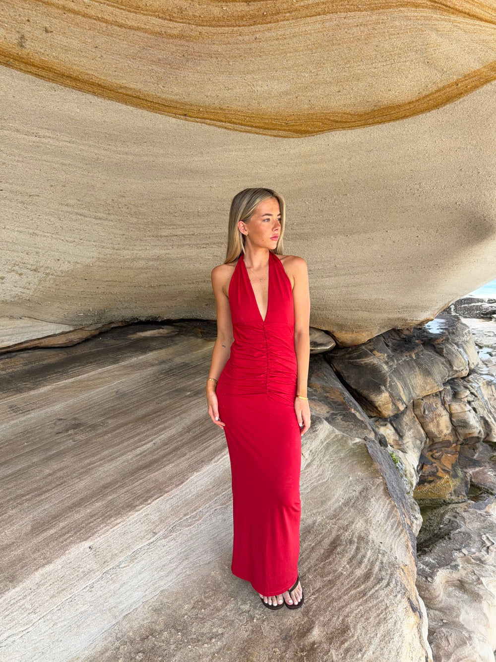 Tasha dress with open bag - Red