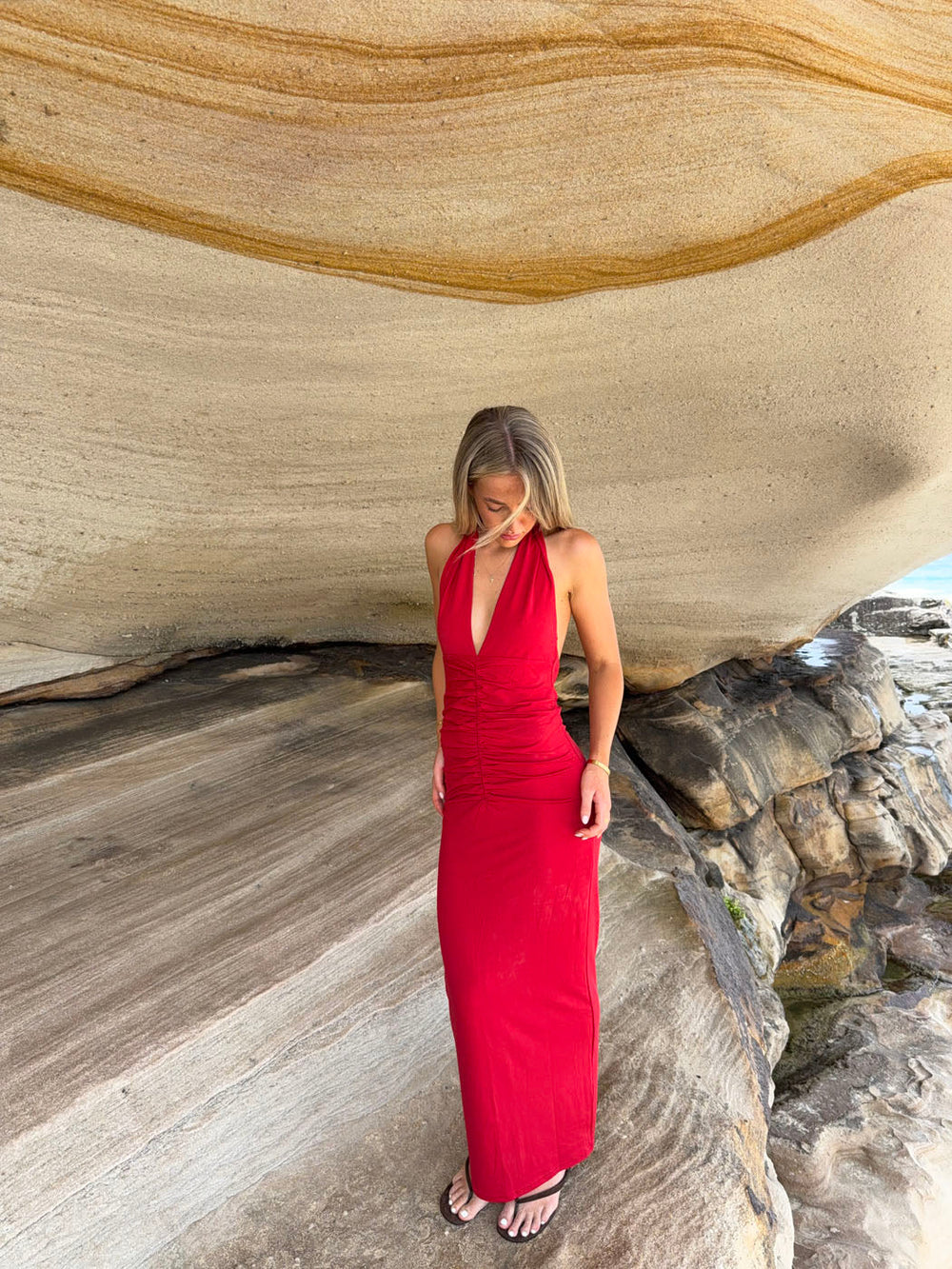 Tasha dress with open bag - Red