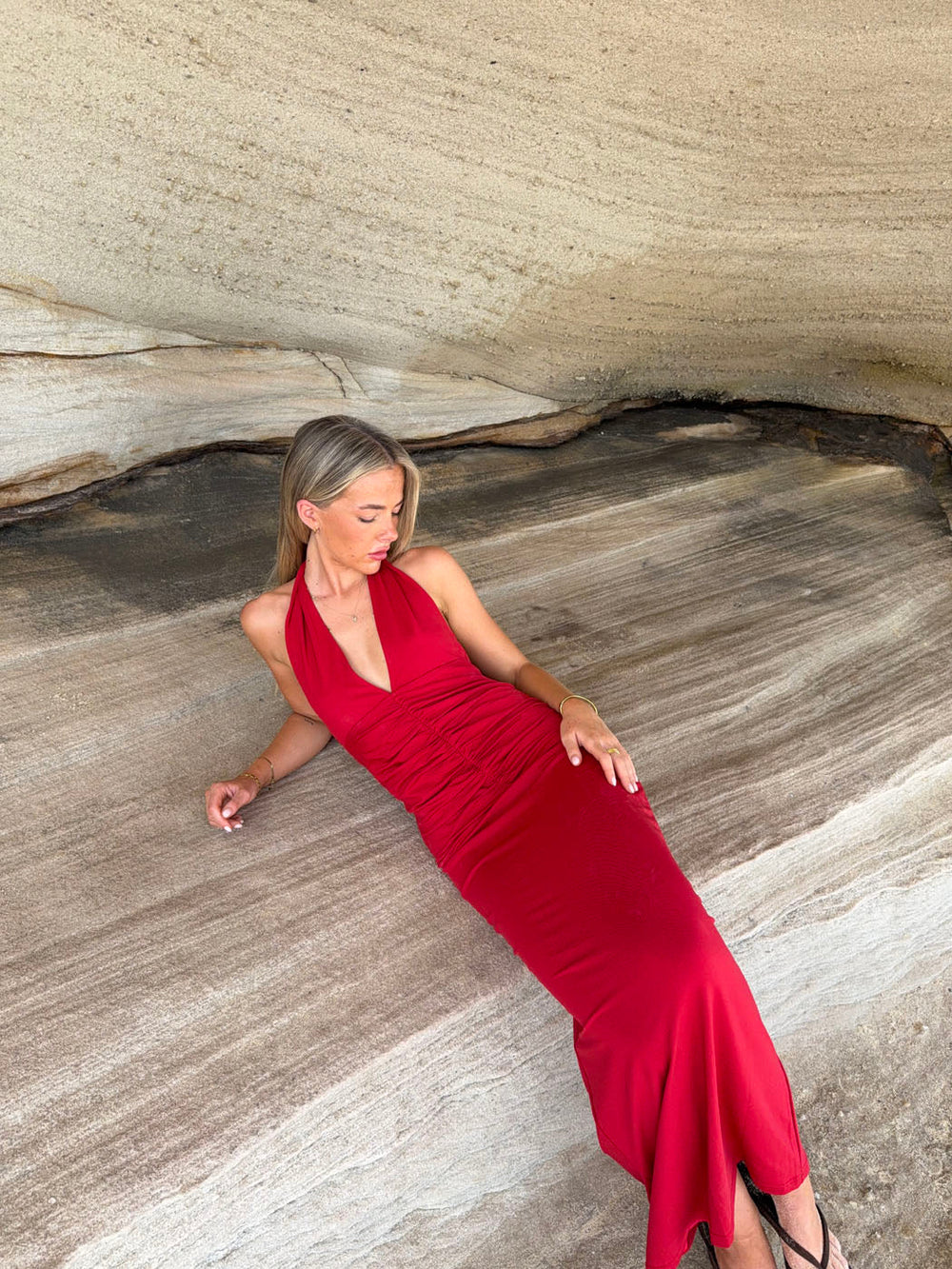 Tasha dress with open bag - Red