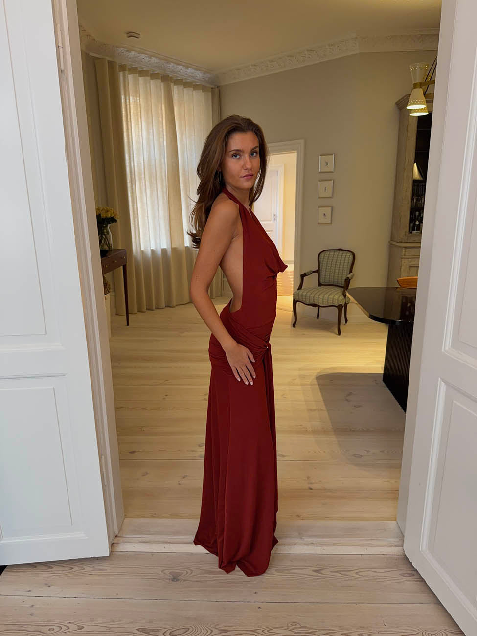 Redina dress with open back - Red