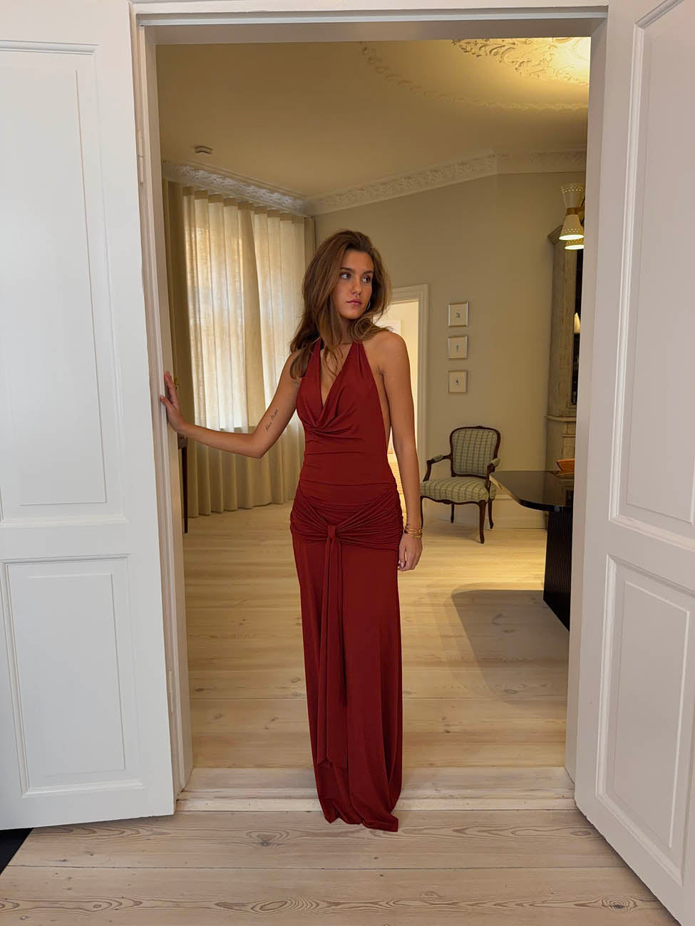 Redina dress with open back - Red