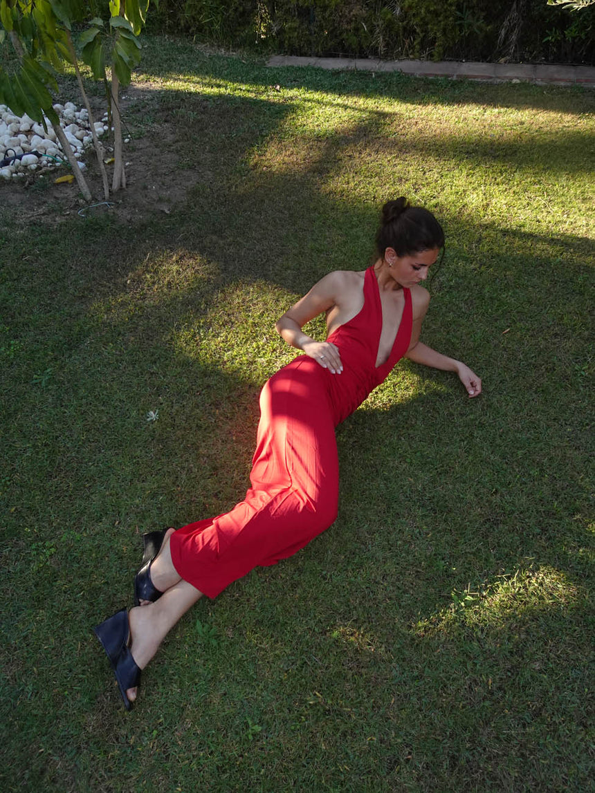 Tasha dress with open bag - Red