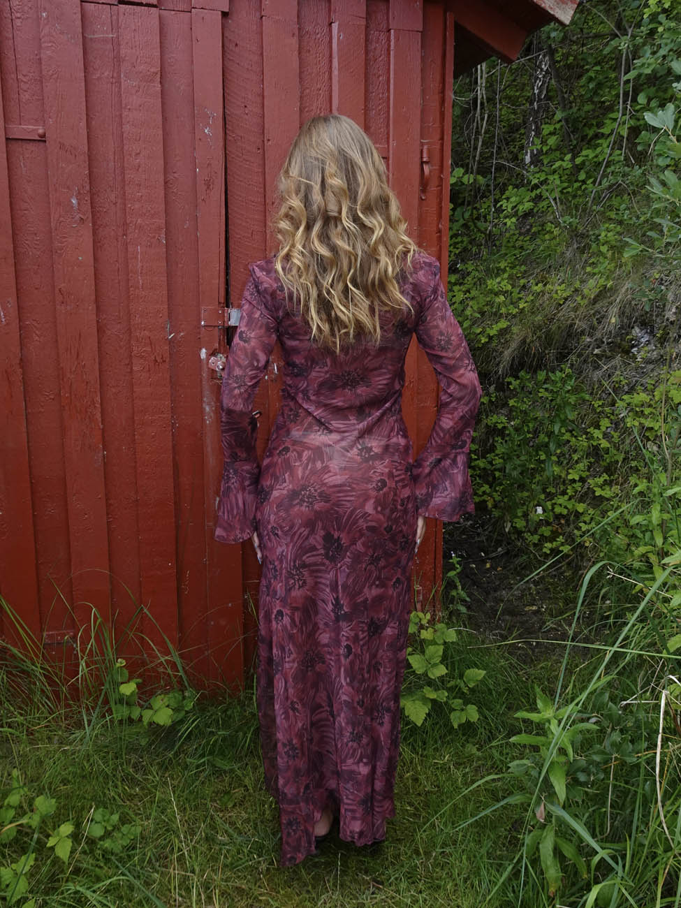 Amy maxi dress with flower pattern - Purple/winered