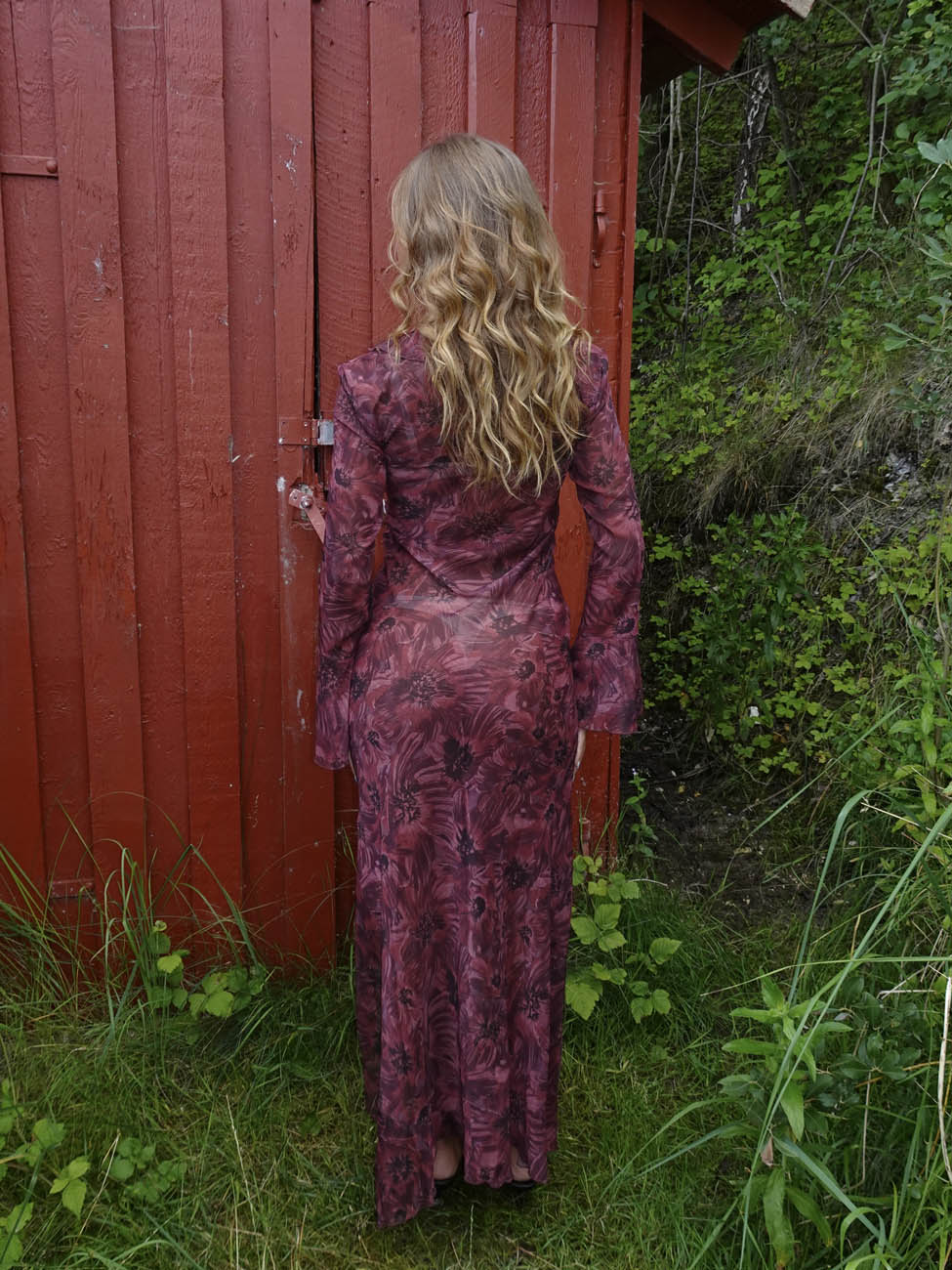 Amy maxi dress with flower pattern - Purple/winered