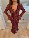 Amy maxi dress with flower pattern - Purple/winered