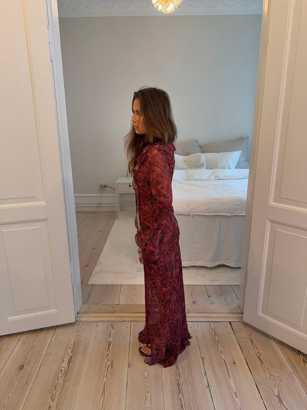 Amy maxi dress with flower pattern - Purple/winered