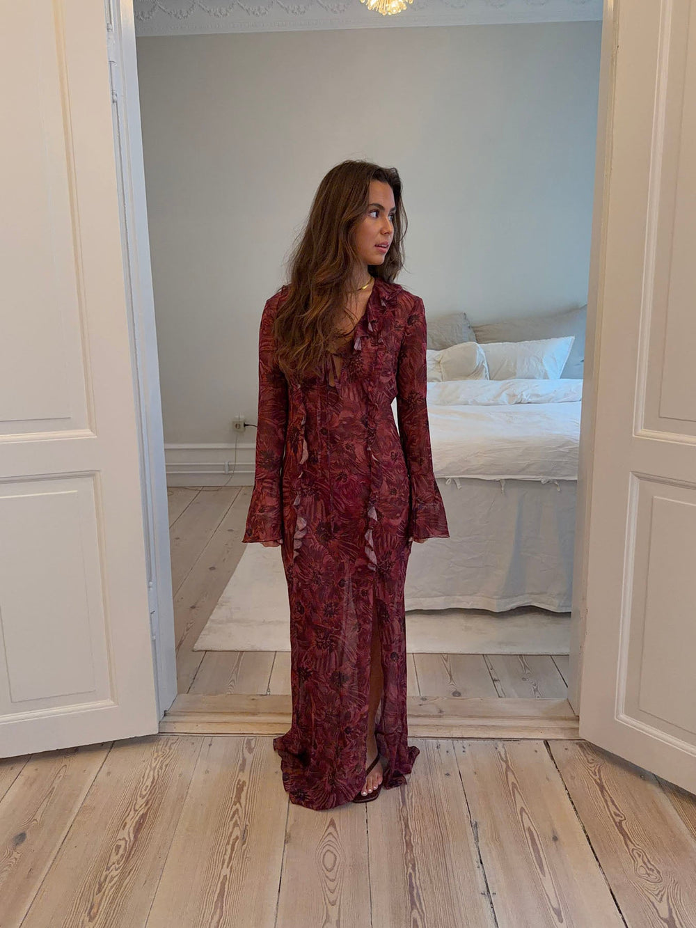 Amy maxi dress with flower pattern - Red