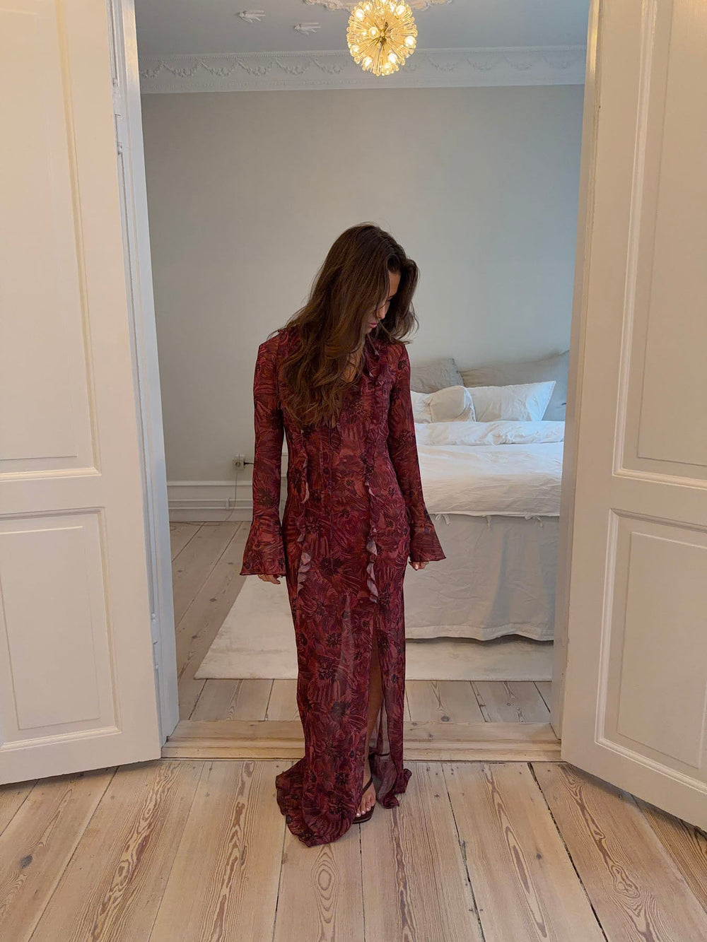 Amy maxi dress with flower pattern - Purple/winered