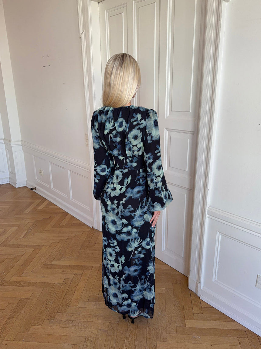 Floral dress with flowers - Navy/white