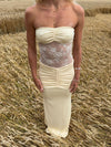 Saxo dress with lace details – Light yellow