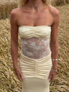 Saxo dress with lace details – Light yellow