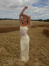 Saxo dress with lace details – Light yellow