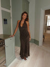 Tulla dress with lace pattern - Brown