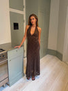 Tulla dress with lace pattern - Brown