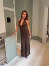 Tulla dress with lace pattern - Brown