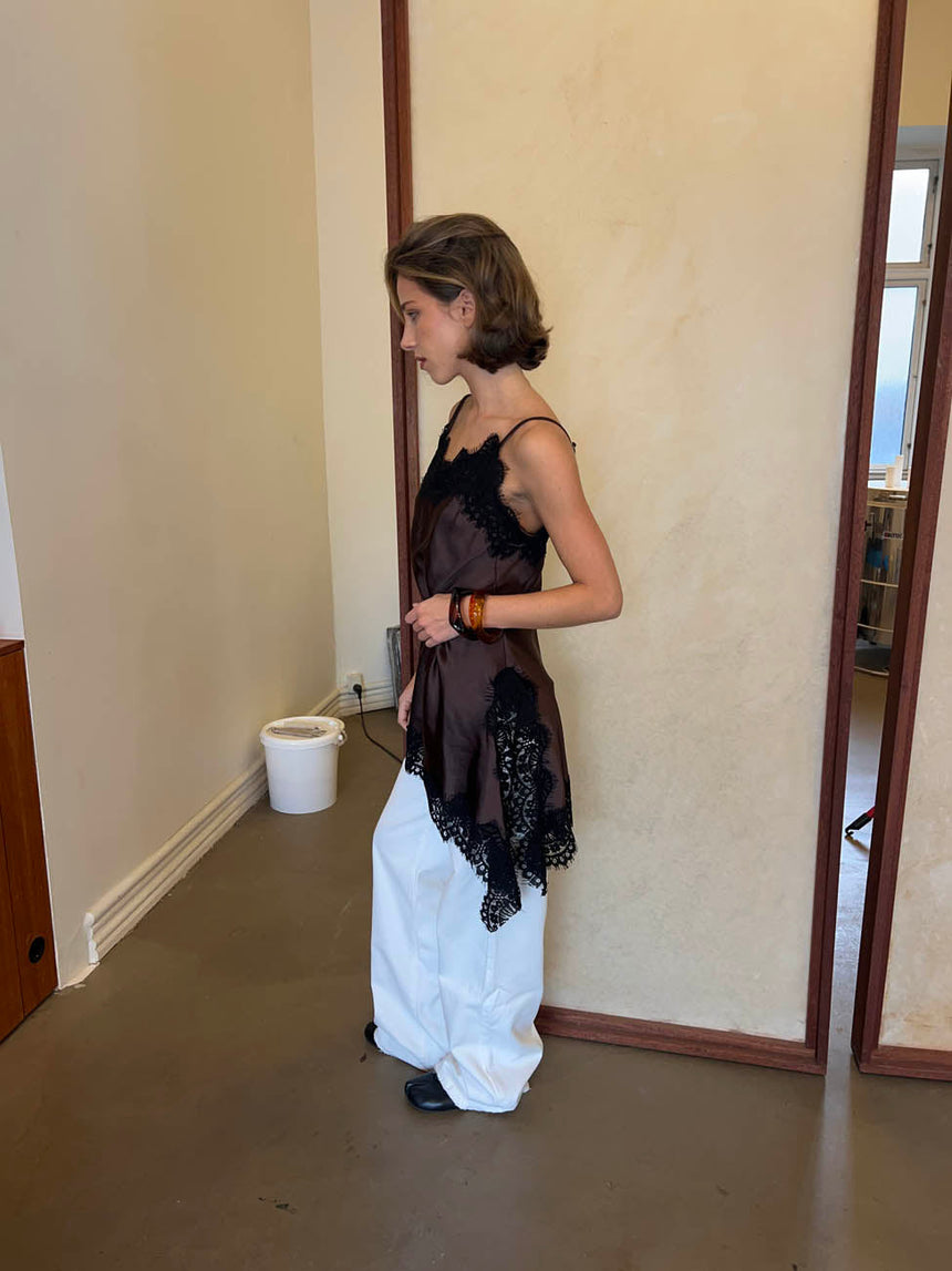 Dixie dress with lace - Brown/black