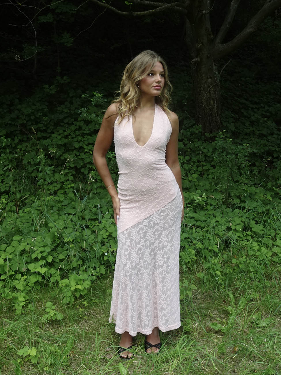 Tulla dress with lace - Light pink