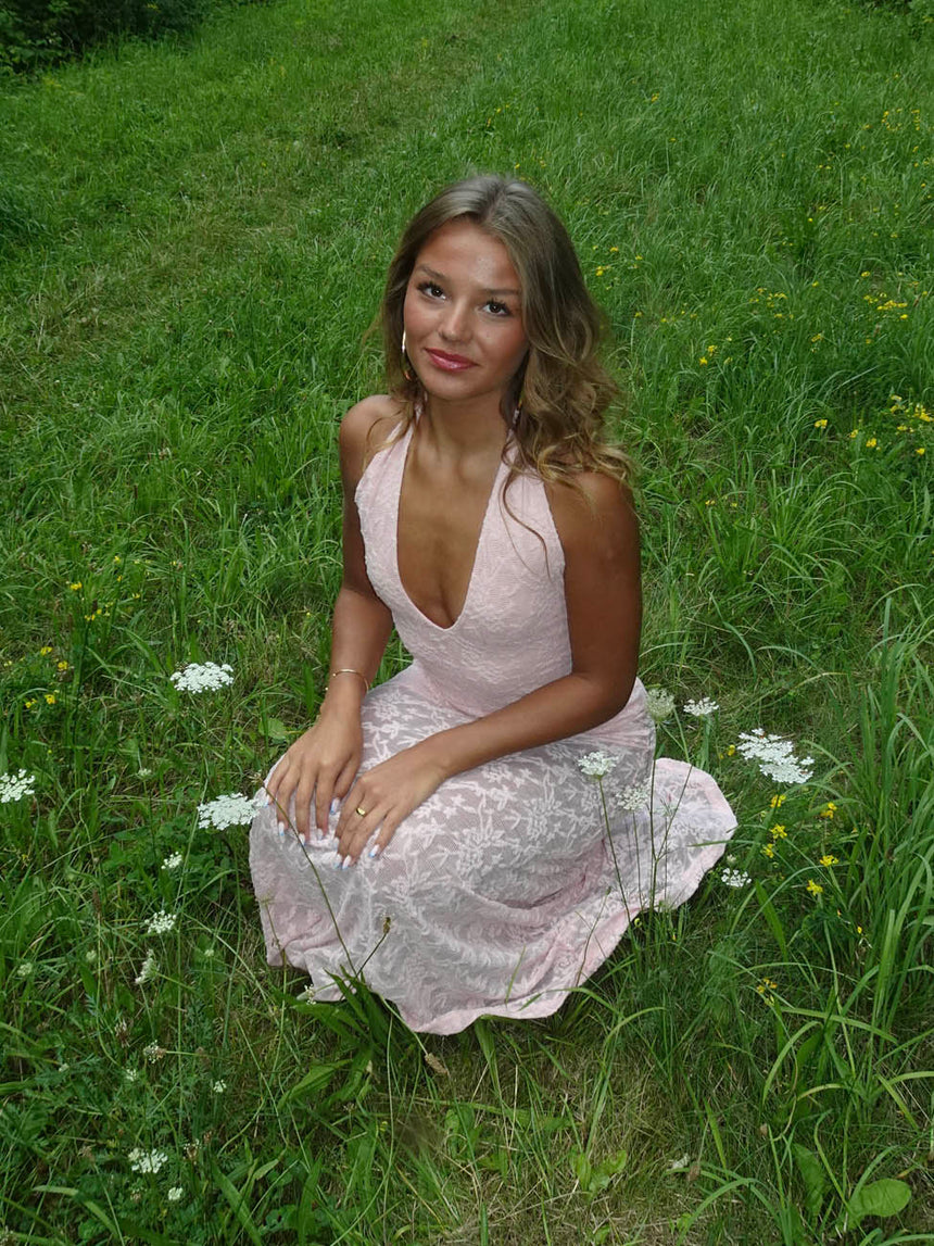 Tulla dress with lace - Light pink