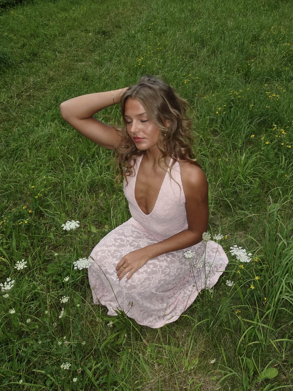 Tulla dress with lace - Light pink