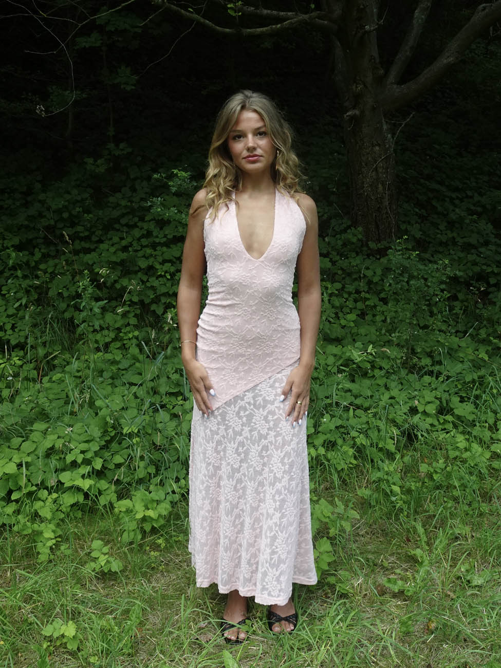 Tulla dress with lace - Light pink