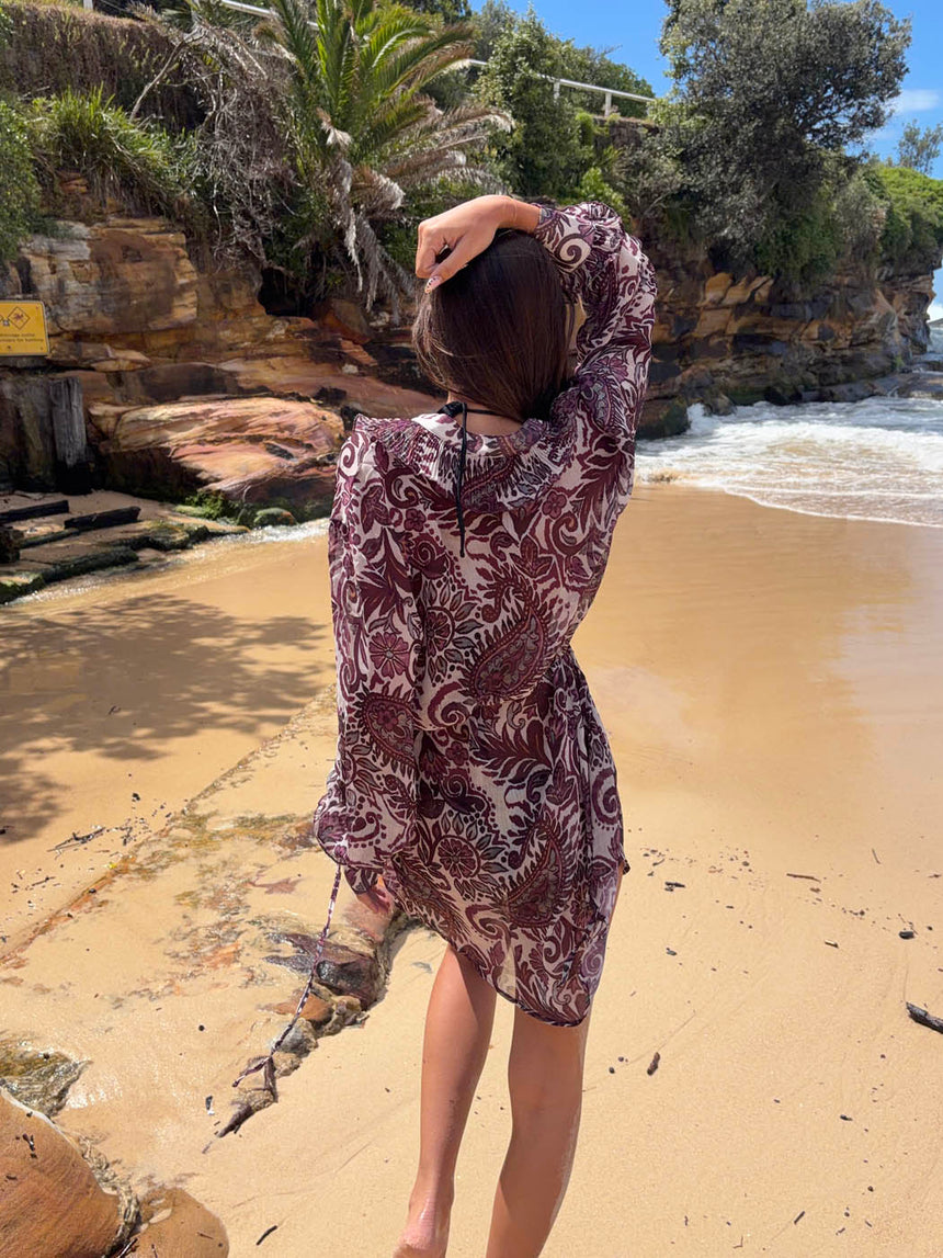 Rose dress with ruffles - Purple/white