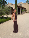 Skyla maxi dress with open back - Brown